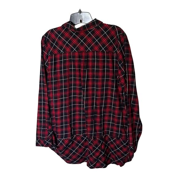 J. Jill Cotton Red, Black, White Plaid Long Sleeve Button Front Shirt Top Size M - Picture 3 of 13